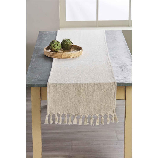Off White Fringe Table Runner - The Season Boutique