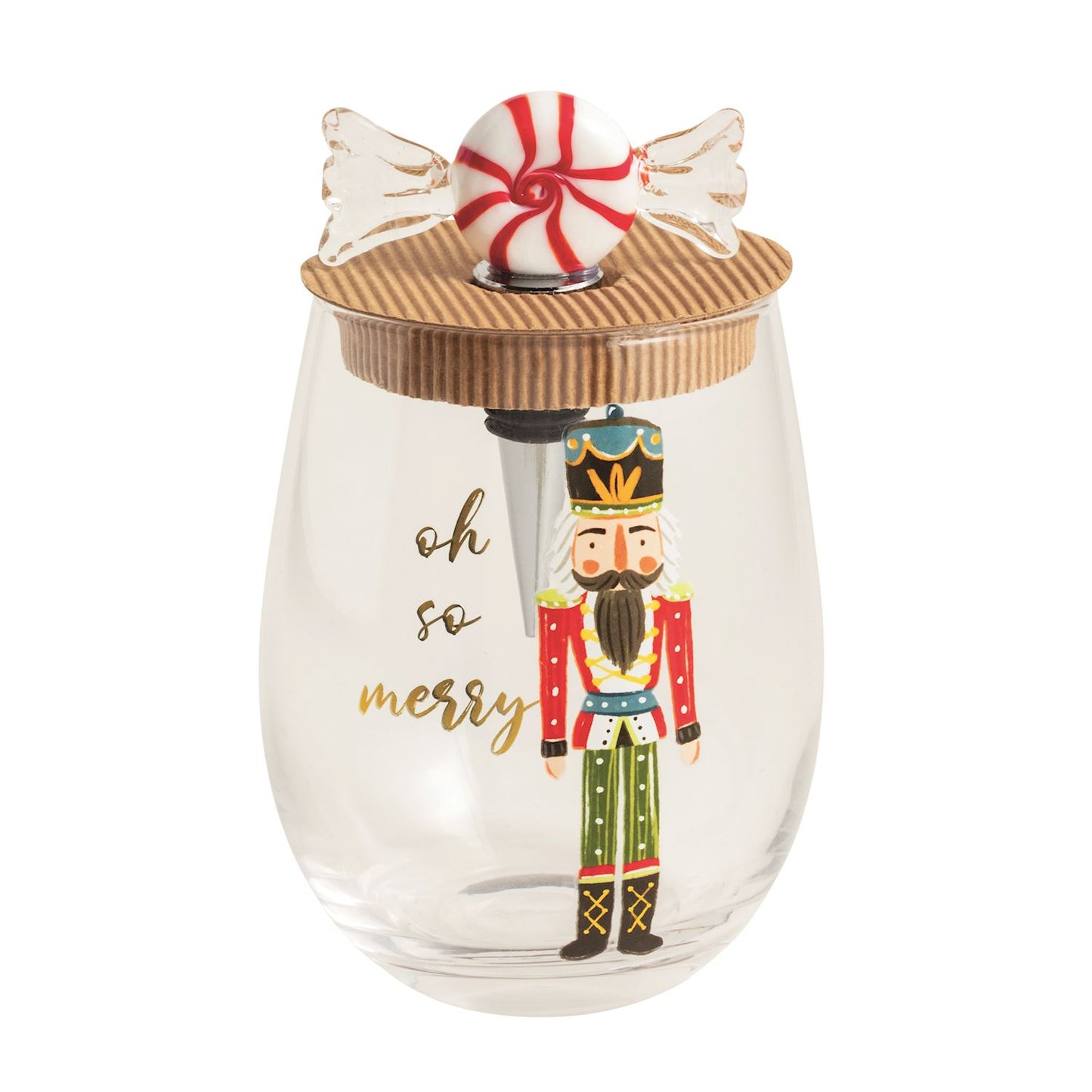 Nutcracker Wine Glass & Stopper Set