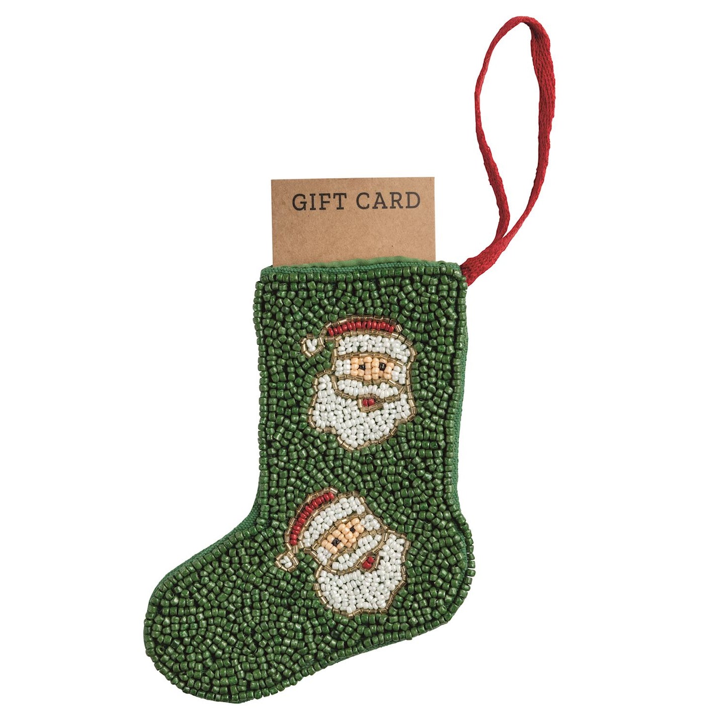 Santa Beaded Stocking Ornament