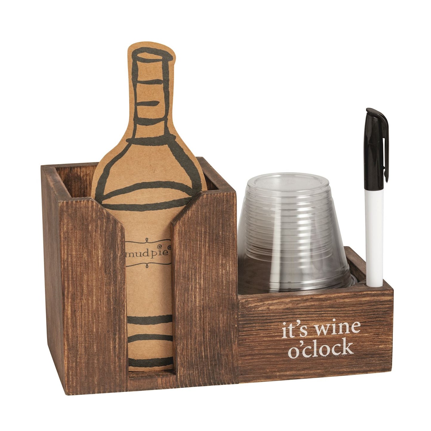 Wine Bottle Caddy & Cup Set