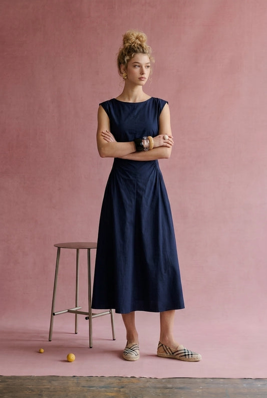 Ruched Waist Midi Dress