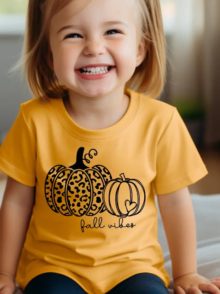 Youth Fall Leopard Pumpkin Tee