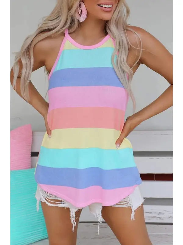Colorblock Multicolor Knit Tank