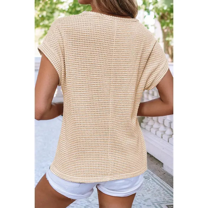 Lace Patchwork Waffle Top