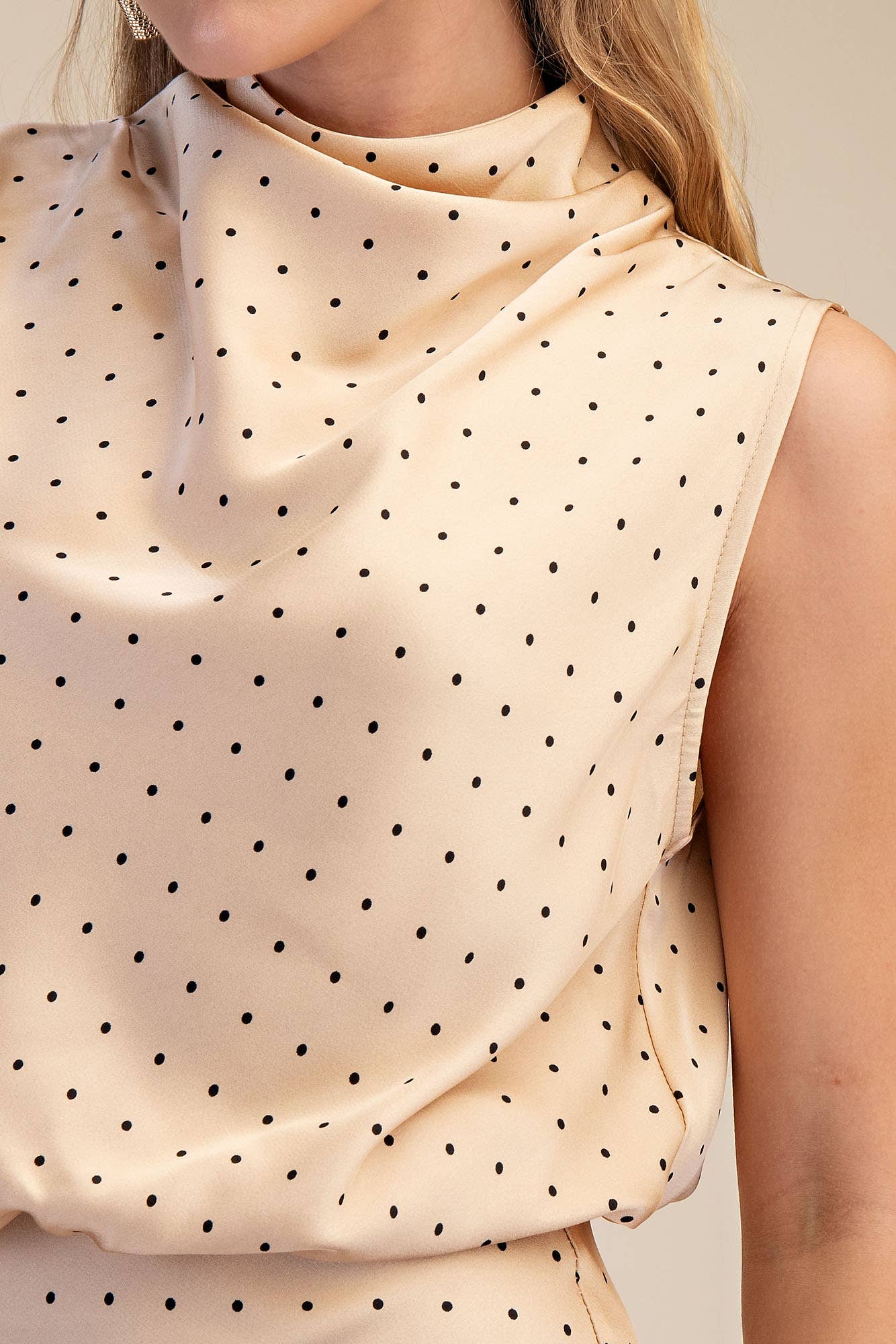 High Neck Sleeveless Polka Dot Top - The Season Boutique