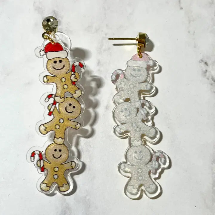 Acrylic Print Christmas Gingerbread Earrings