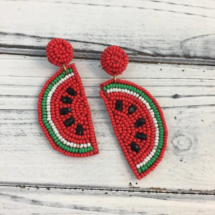 Watermelon Beaded Earrings