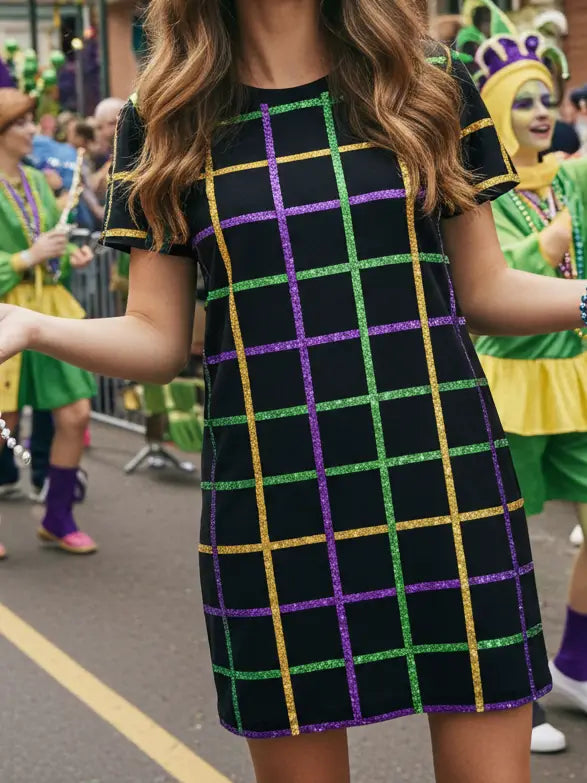 Sequin Mambo Mardi Gras T-Shirt Dress