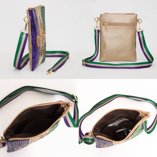 Mardi Gras Sequin Crossbody Bag