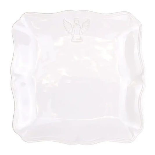 Bethany Angel Embossed Square Platter White