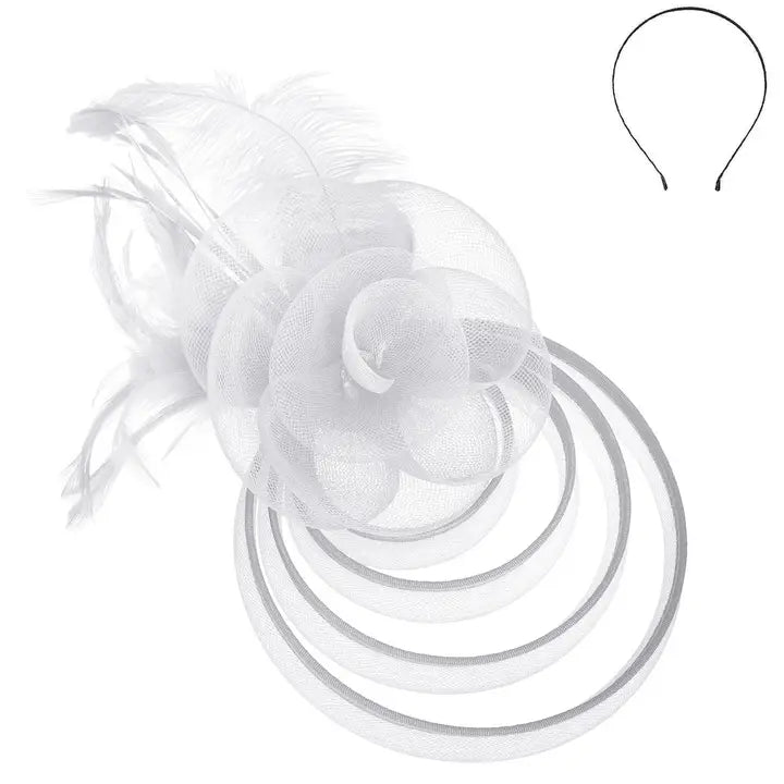 Floral Feathered Mesh Fascinatorh Hair Clip