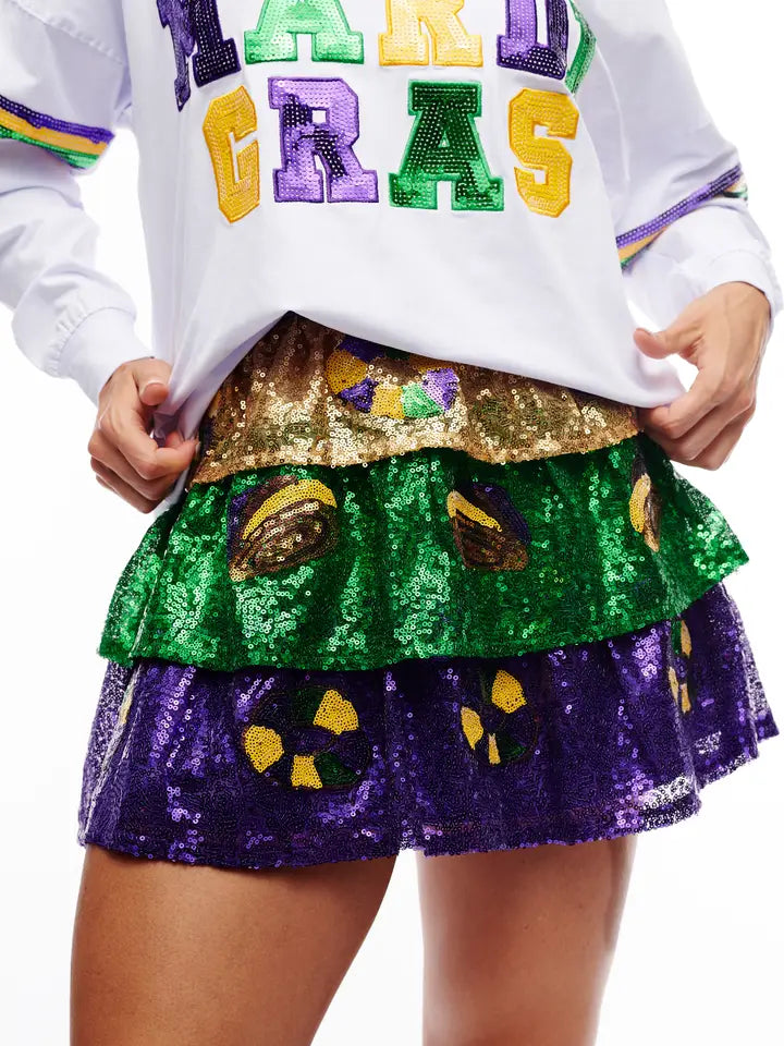 Mardi Gras Sequin King Cake Skirt - The Season Boutique