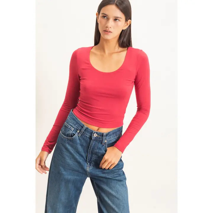Scoop Neck Long Sleeve Top