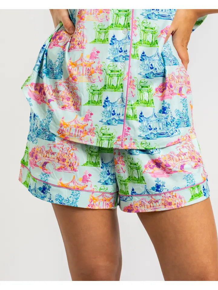 Maya Sleep Shorts Aqua/Multi -Asst. - The Season Boutique