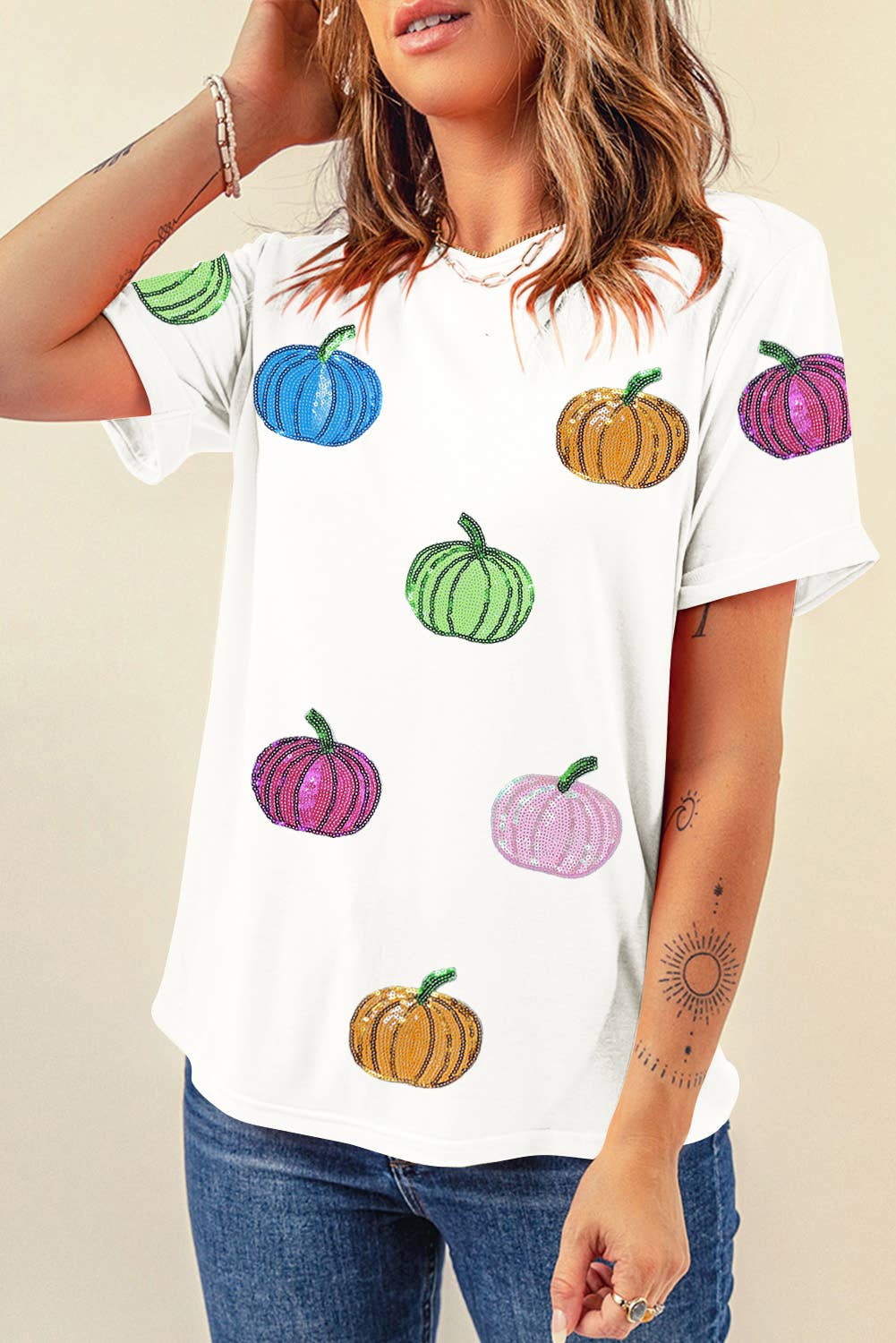 Sequin Pumpkin Top