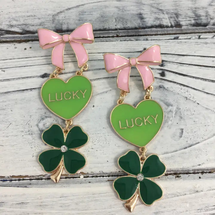 St.Patricks Day Lucky/Bow/Clover Earrings