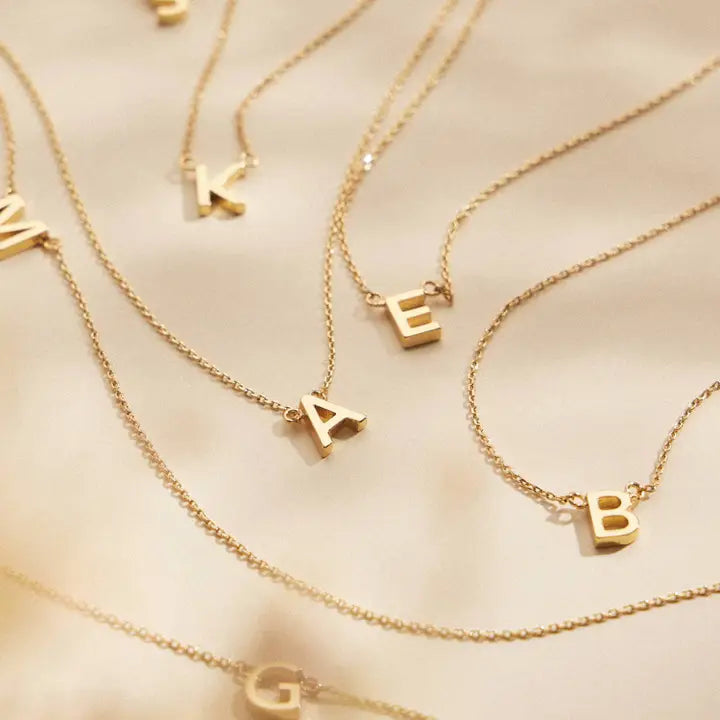 Initial Letter Charm Gold Dip Necklace