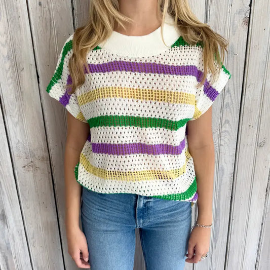 Ivory Mardi Stripe Loose Knit - The Season Boutique