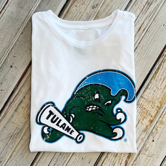 Tulane Angry Wave Women's Crew-White