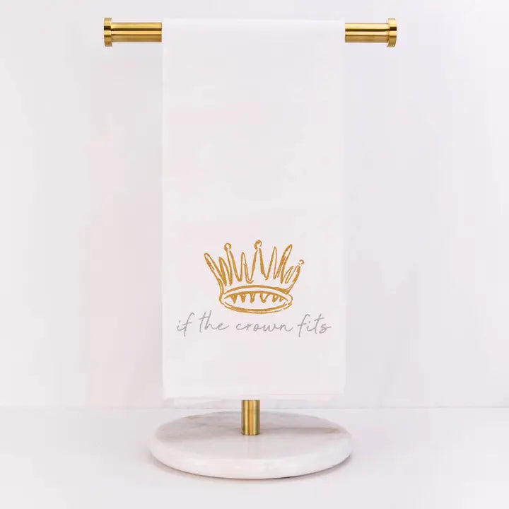 If the Crown Fits Flour Sack Hand Towel White/Light Gold 20x28