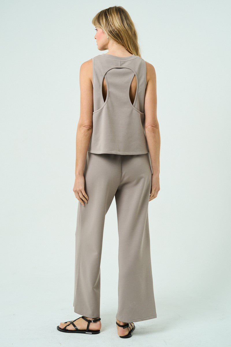 Soft Novelty Knit Wide-leg Pants