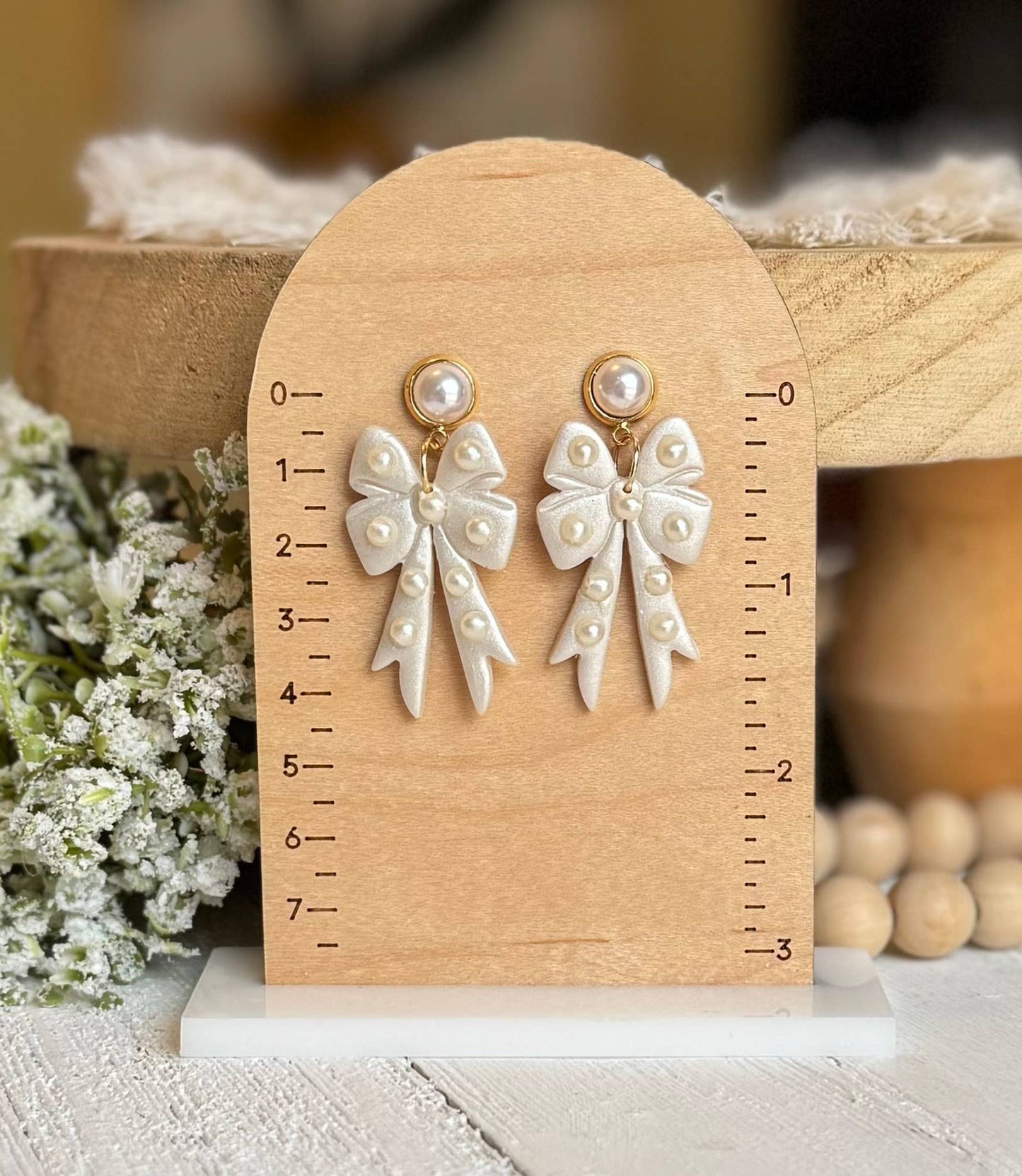 Bridal Earrings : Bow with Pearls