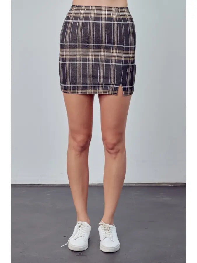 Fitted Plaid Mini Skirt