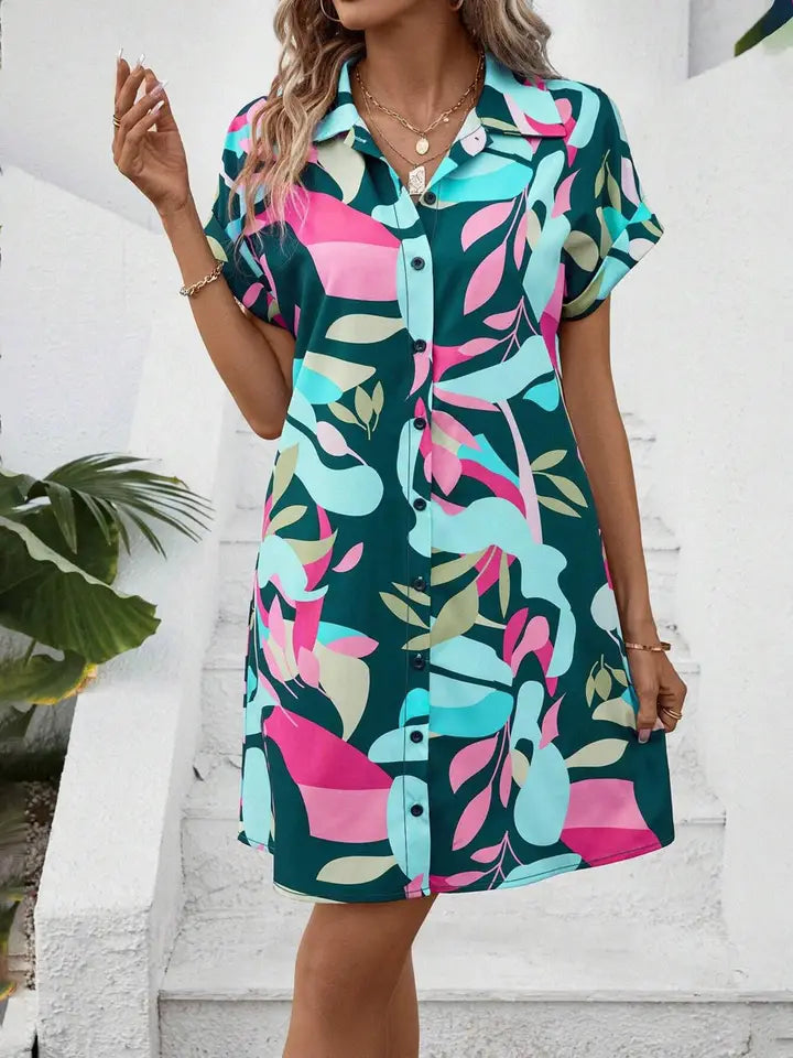Colorful Floral Cardigan Dress