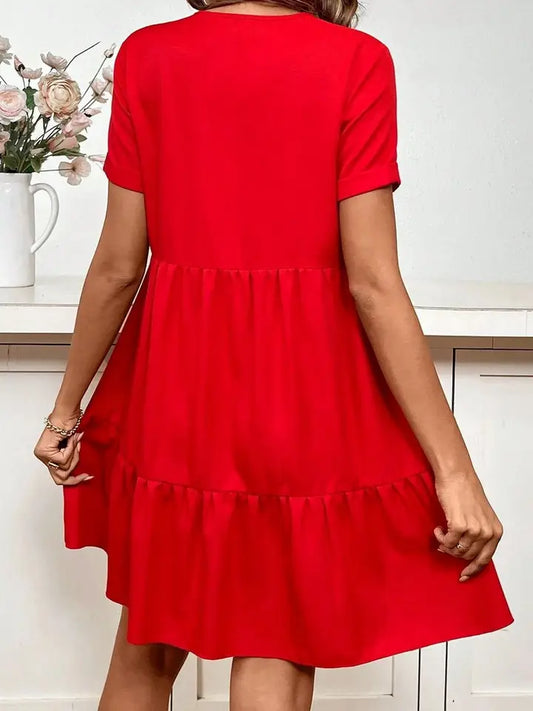 V Neck Casual Loose Swing DRESS