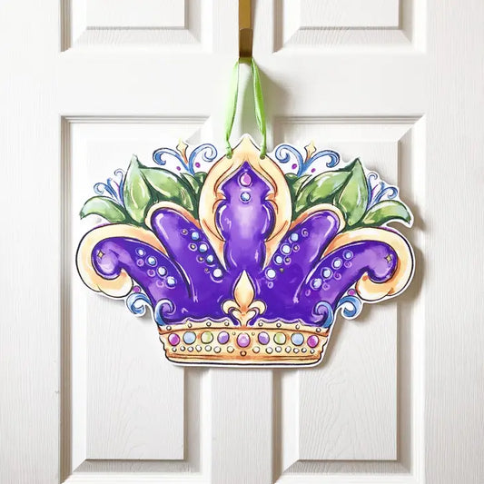 Carnival Queen Crown Mardi Gras Door Hanger - New Orleans