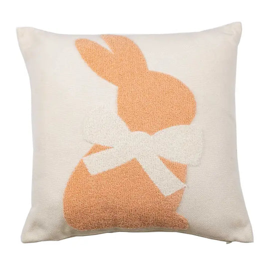 Embroidered Bunny Pillow - Green