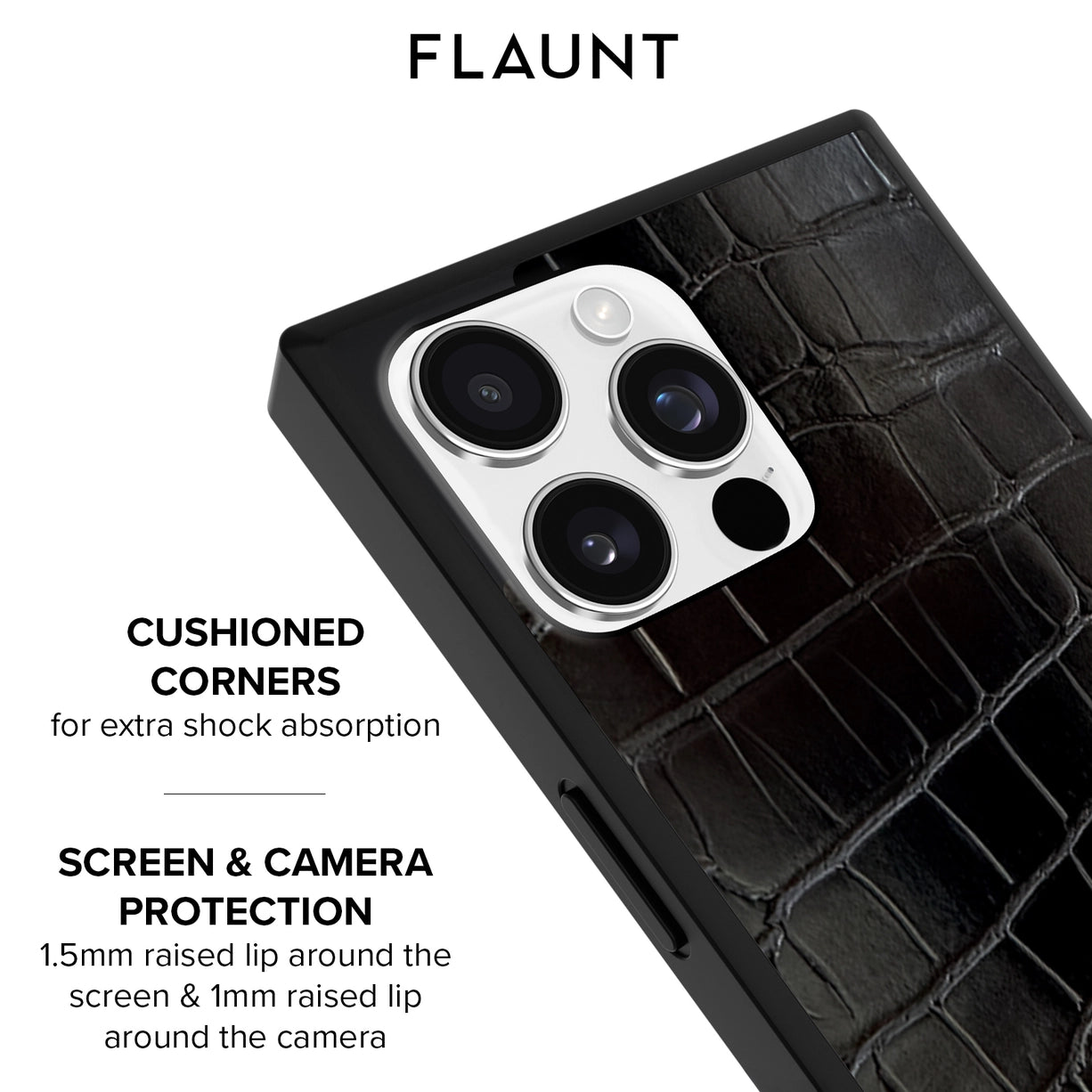 Black Crocodile Leather Magsafe Iphone Case