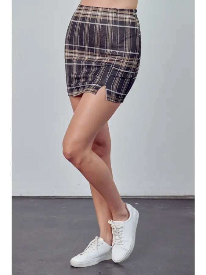 Fitted Plaid Mini Skirt
