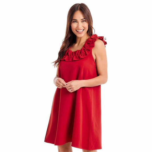 Red Larkin Ruffle Dress