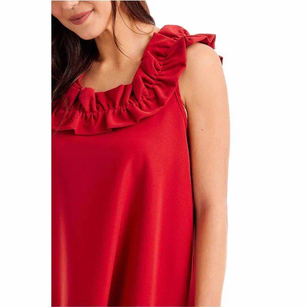 Red Larkin Ruffle Dress