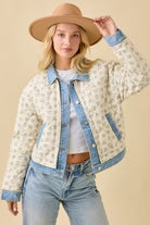 Floral Print Quilted Denim Jacket