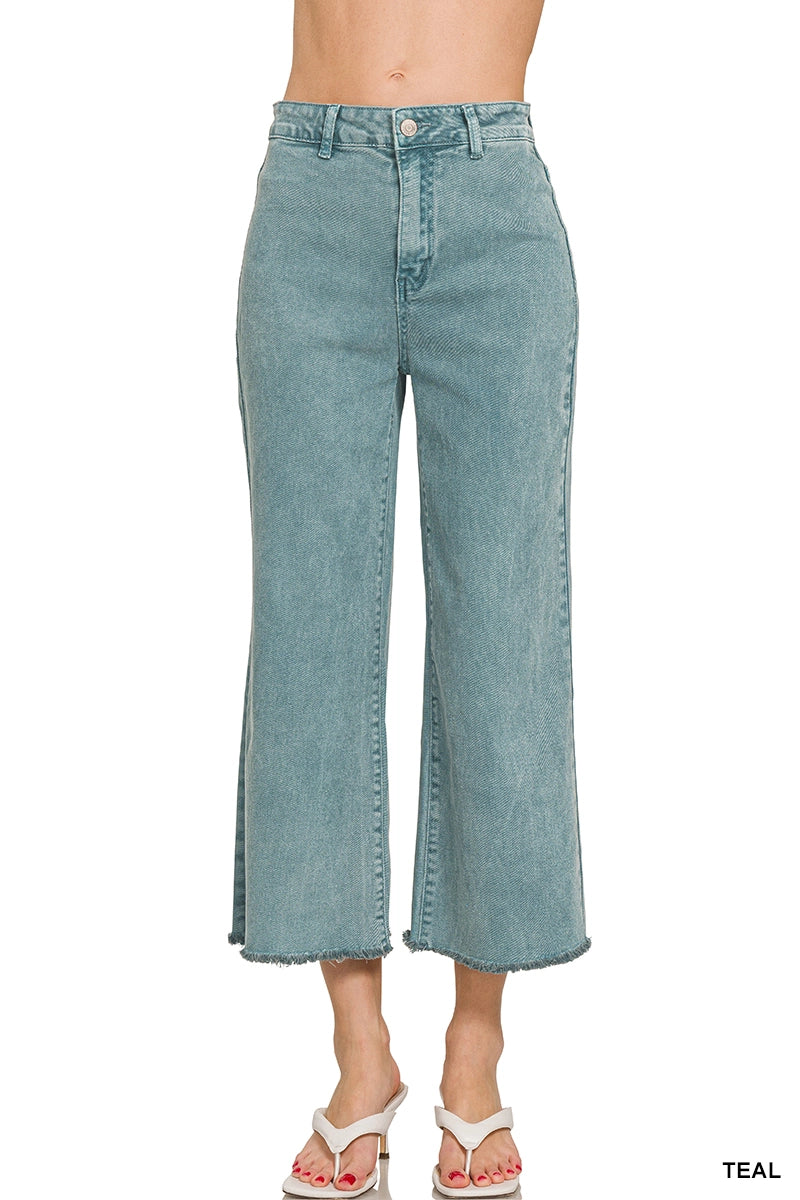 Acid Wash Fray High Waist