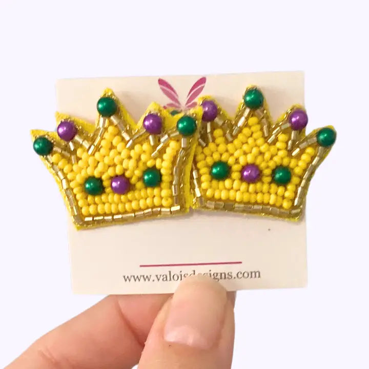 Royal Kings Crown Stud Earrings - Mardi Gras