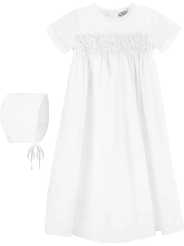 Baby Boy White Smocked Cross Creeper + Bonnet (Copy)