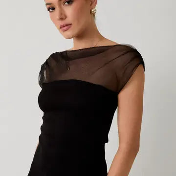 Mesh & Ponti Mix Drape Top