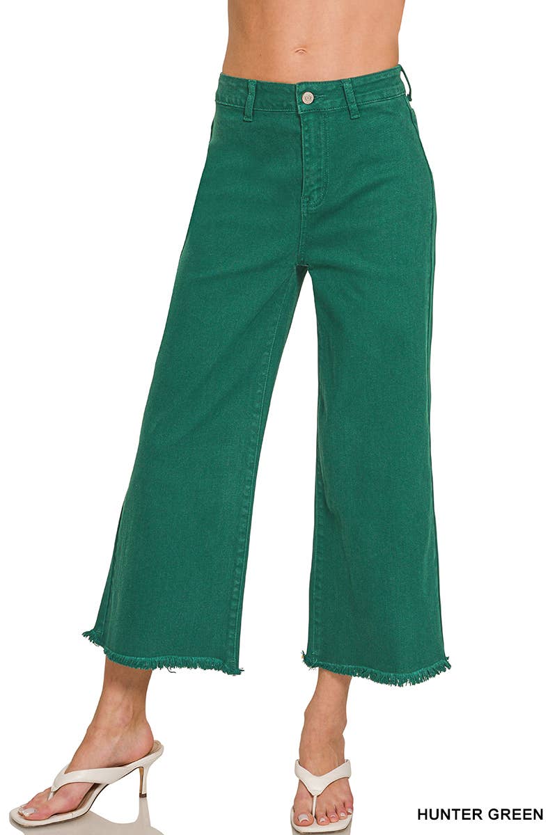 High Waist Frayed Straight Pants