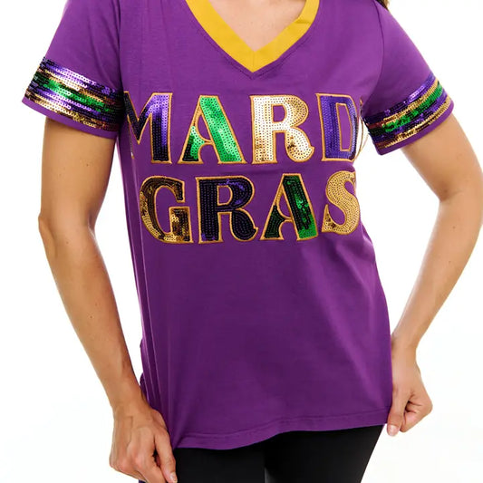 Mardi Sequin Sparkle Shirts Purple - The Season Boutique