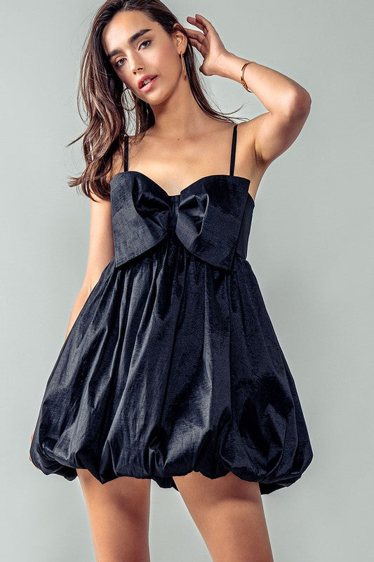 Bow Tie Balloon Mini Dress