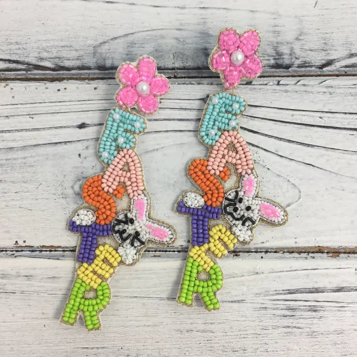 Beaded Easter Word Earrings