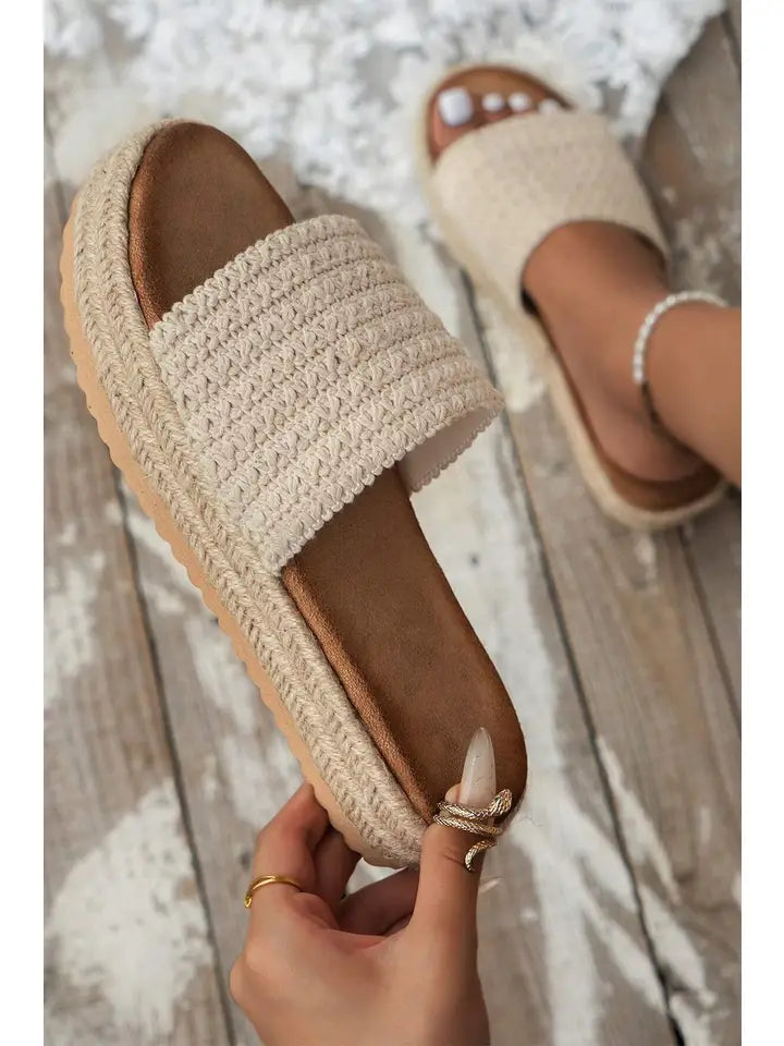 Boho Woven Non-Slip Wedge Slippers