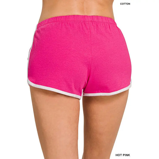 Pink Elastic Waistband Dolphin Shorts