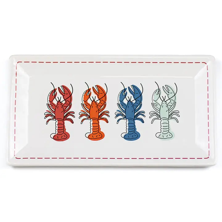 Crawfish Season Rectangle Platter White/Red/Royal - The Season Boutique