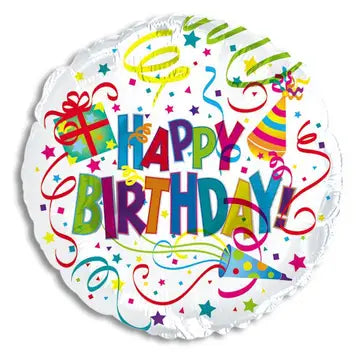Happy Birthday Hats and Horns Foil Balloon with Helium