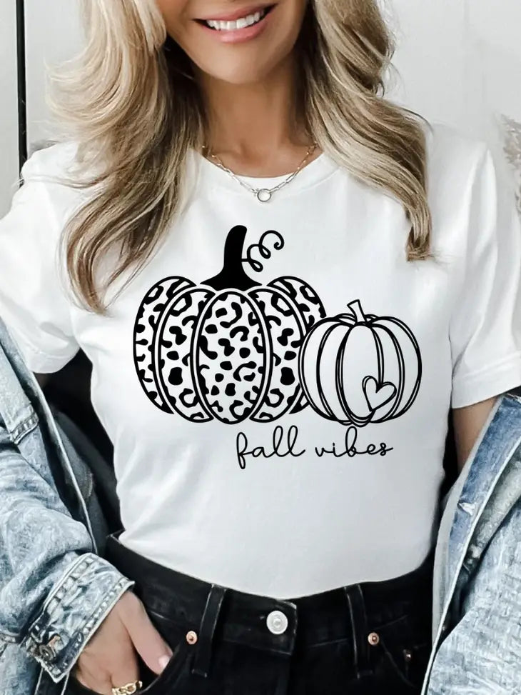 Ladies Fall Leopard Pumpkin Tee