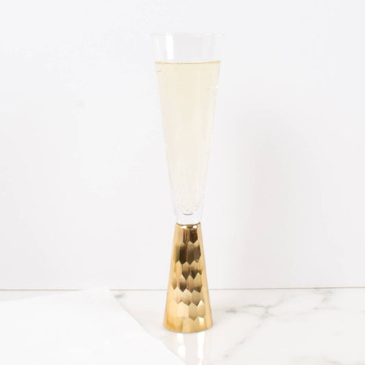 Champagne Glass, Gold Hammered, 7 Oz - The Season Boutique